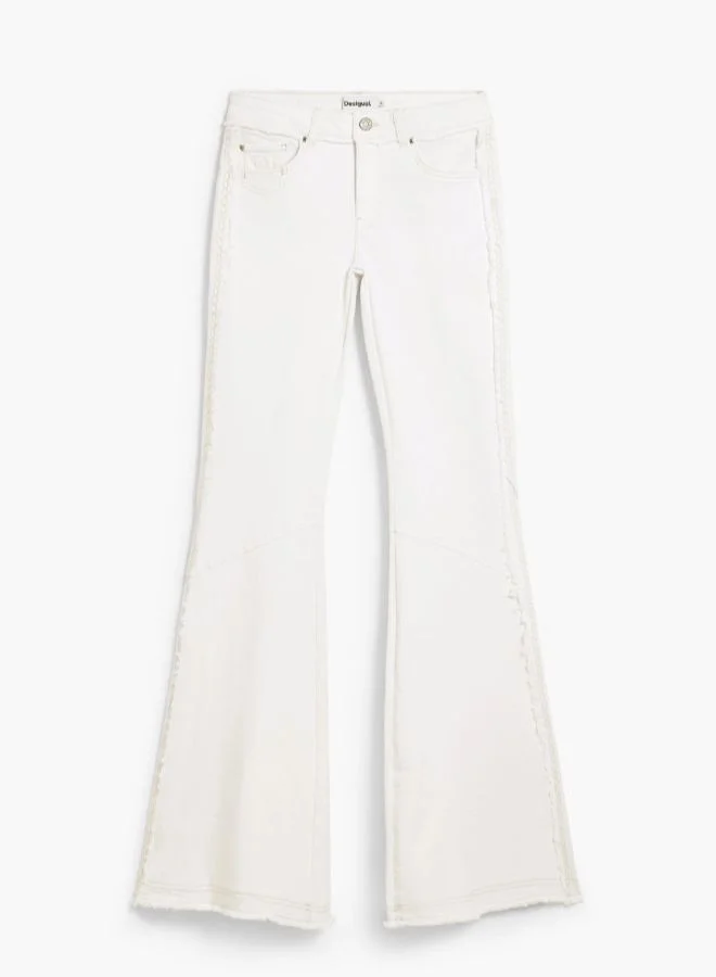 Desigual White Frayed flare jeans for Women | Best Price UAE